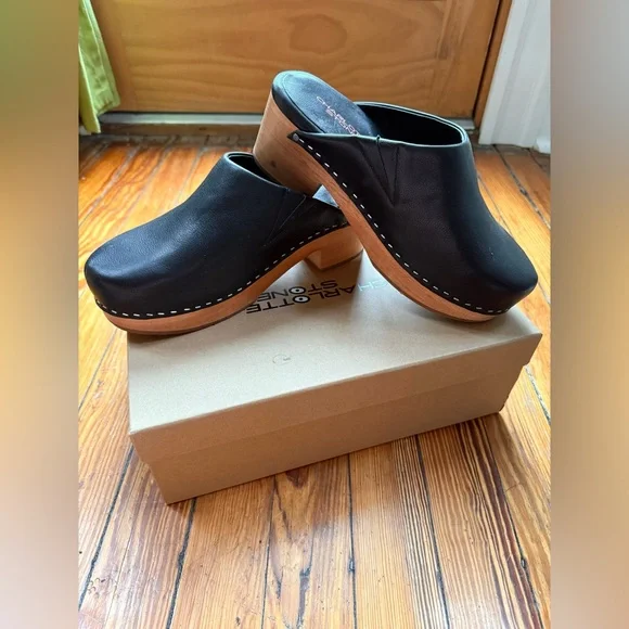 Charlotte Stone Martino Clogs LIKE NEW, Black, Size 8 - Picture 4 of 10